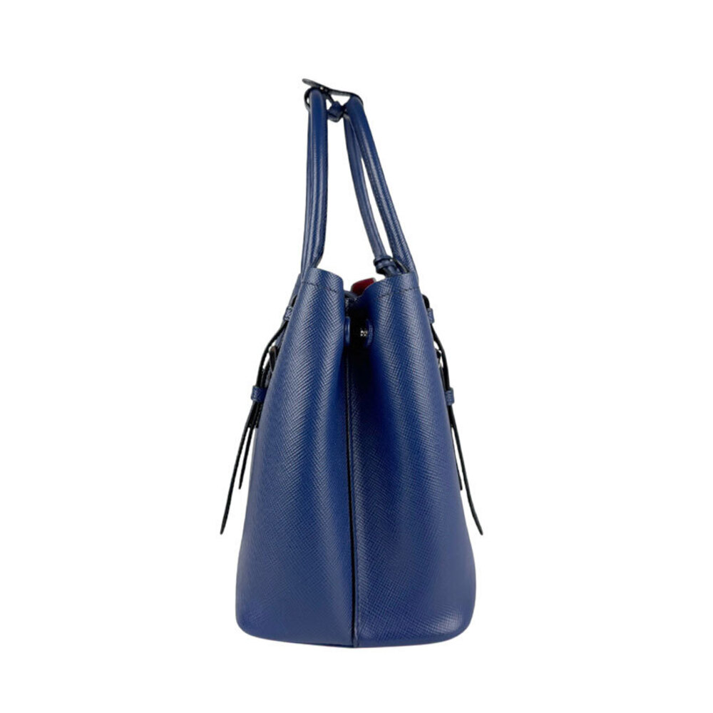 Prada Cuir Leather Shoulder Bag Saffiano Blue